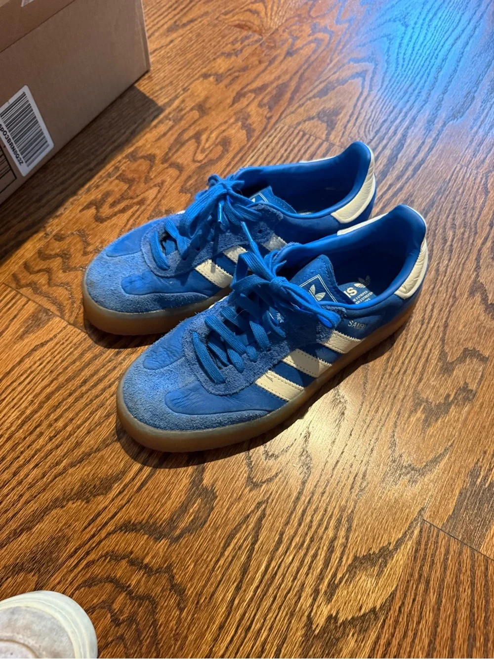 adidas Samba Suede Sneaker in Blue & White with Gum Sole